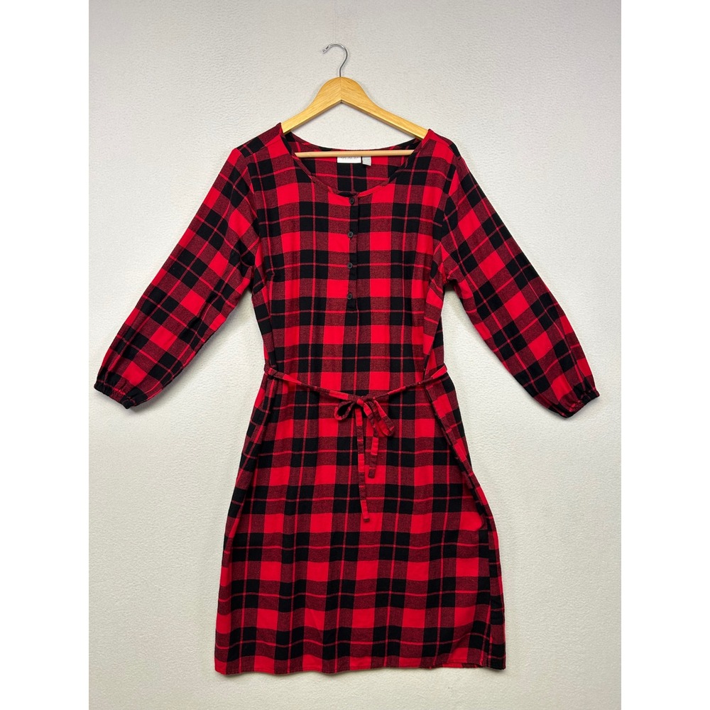 Holiday Cabin Core The Children's Place Women L Red Black Buffalo Plaid Dress